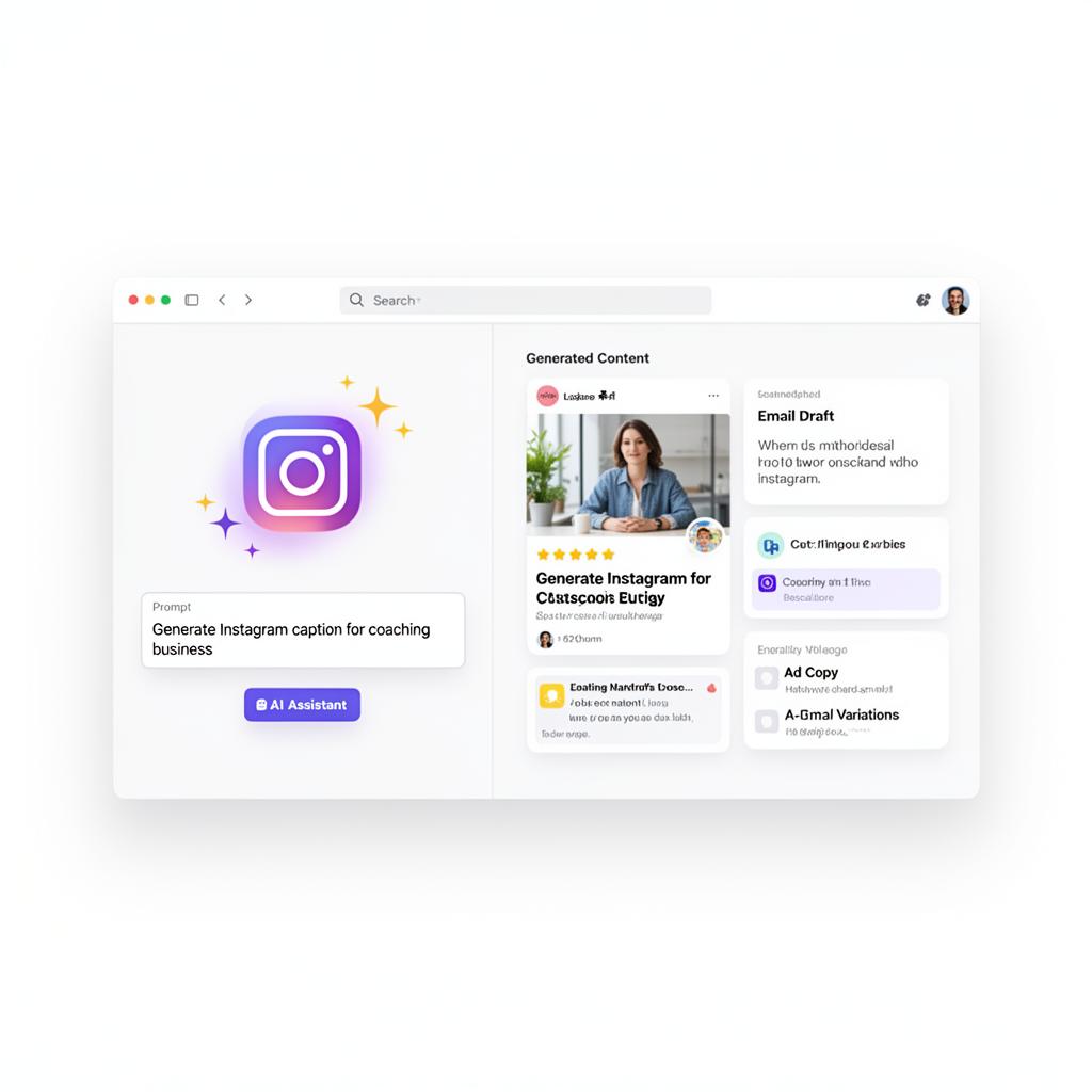 AI content generation dashboard mockup